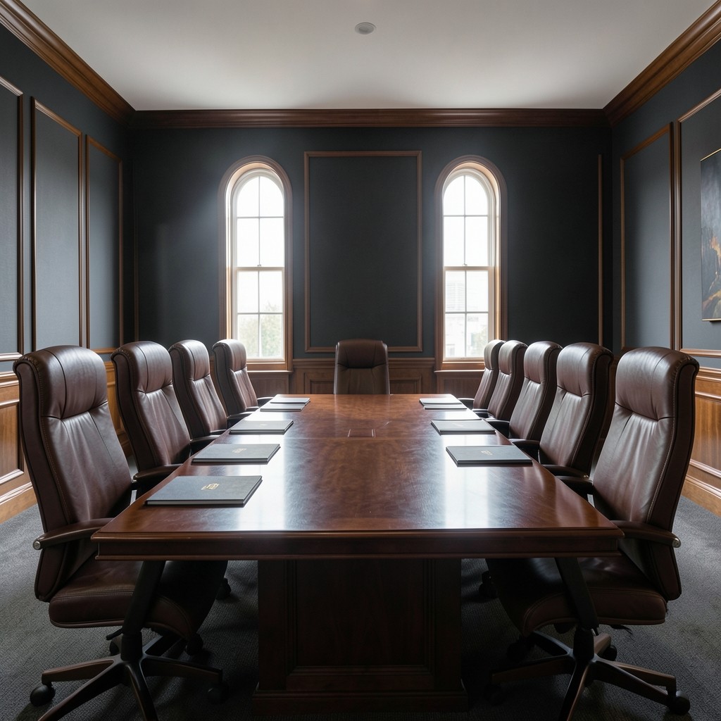 Quiet conference room prepared for a public sector service review